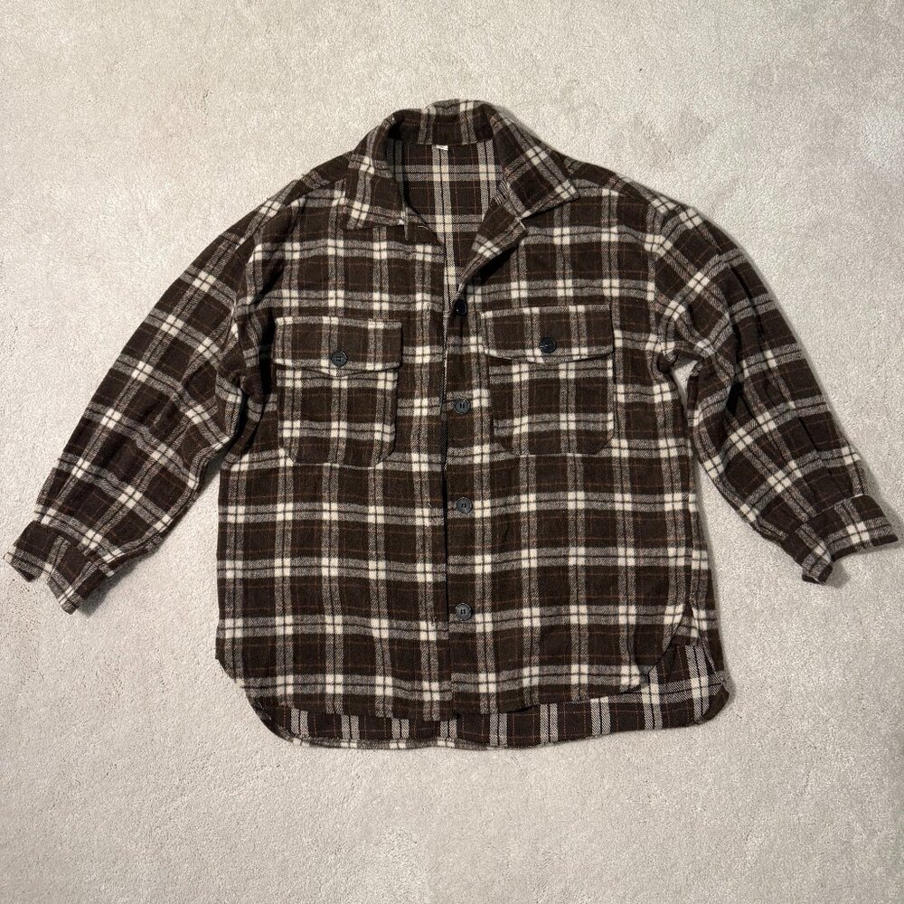 Brown Plaid Button-Up Shirt